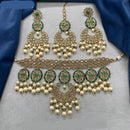 Royal Kundan Jewellery Gold Plated Crystal Stone And Pearls Choker Necklace Set