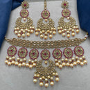 Royal Kundan Jewellery Gold Plated Crystal Stone And Pearls Choker Necklace Set