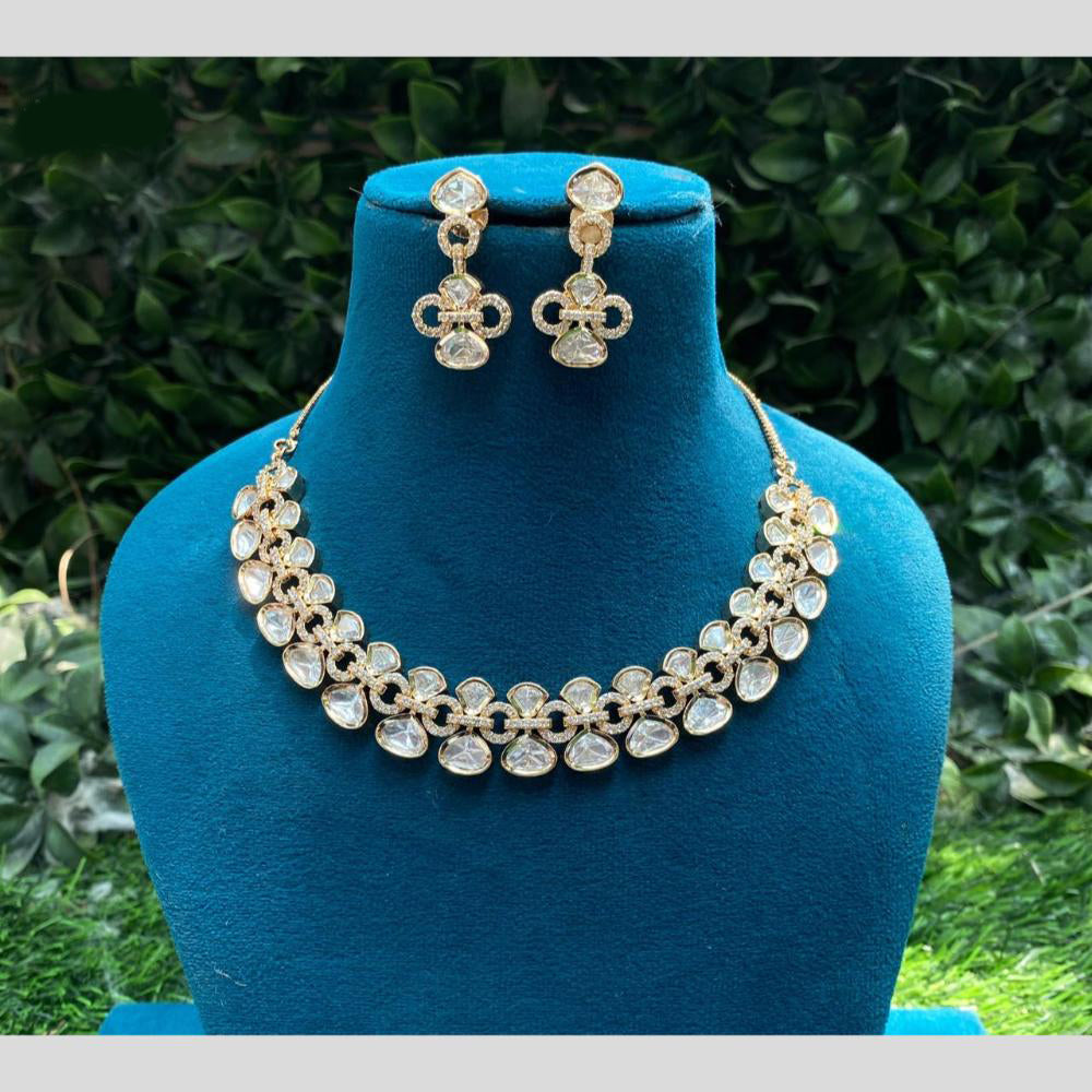 Royal Kundan Jewellery Gold Plated Polki Kundan Necklace Set