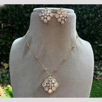 Royal Kundan Jewellery Gold Plated Polki Kundan Stone Chain Pendent Set