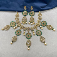 Royal Kundan Jewellery Gold Plated Crystal Stone And Pearls Necklace Set