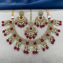 Royal Kundan Jewellery Gold Plated Crystal Stone And Beads Necklace Set