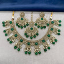 Royal Kundan Jewellery Gold Plated Crystal Stone And Beads Necklace Set