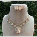 Royal Kundan Jewellery Gold Plated Polki Kundan Stone Necklace Set