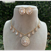 Royal Kundan Jewellery Gold Plated Polki Kundan Stone Necklace Set