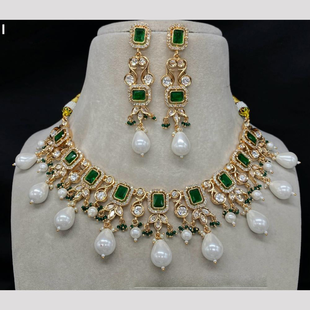 Royal Kundan Jewellery Gold Plated Polki Kundan Stone And Pearls Necklace Set