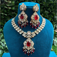 Royal Kundan Jewellery Gold Plated Polki Kundan Stone And Pearls Necklace Set