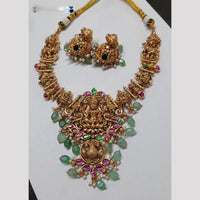 Royal Kundan Jewellery Gold Plated Pota Stone And Beads Temple Necklace Set