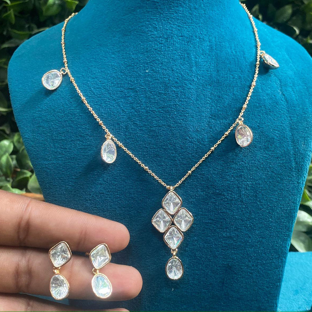 Royal Kundan Jewellery Gold Plated Polki Kundan Stone Necklace Set