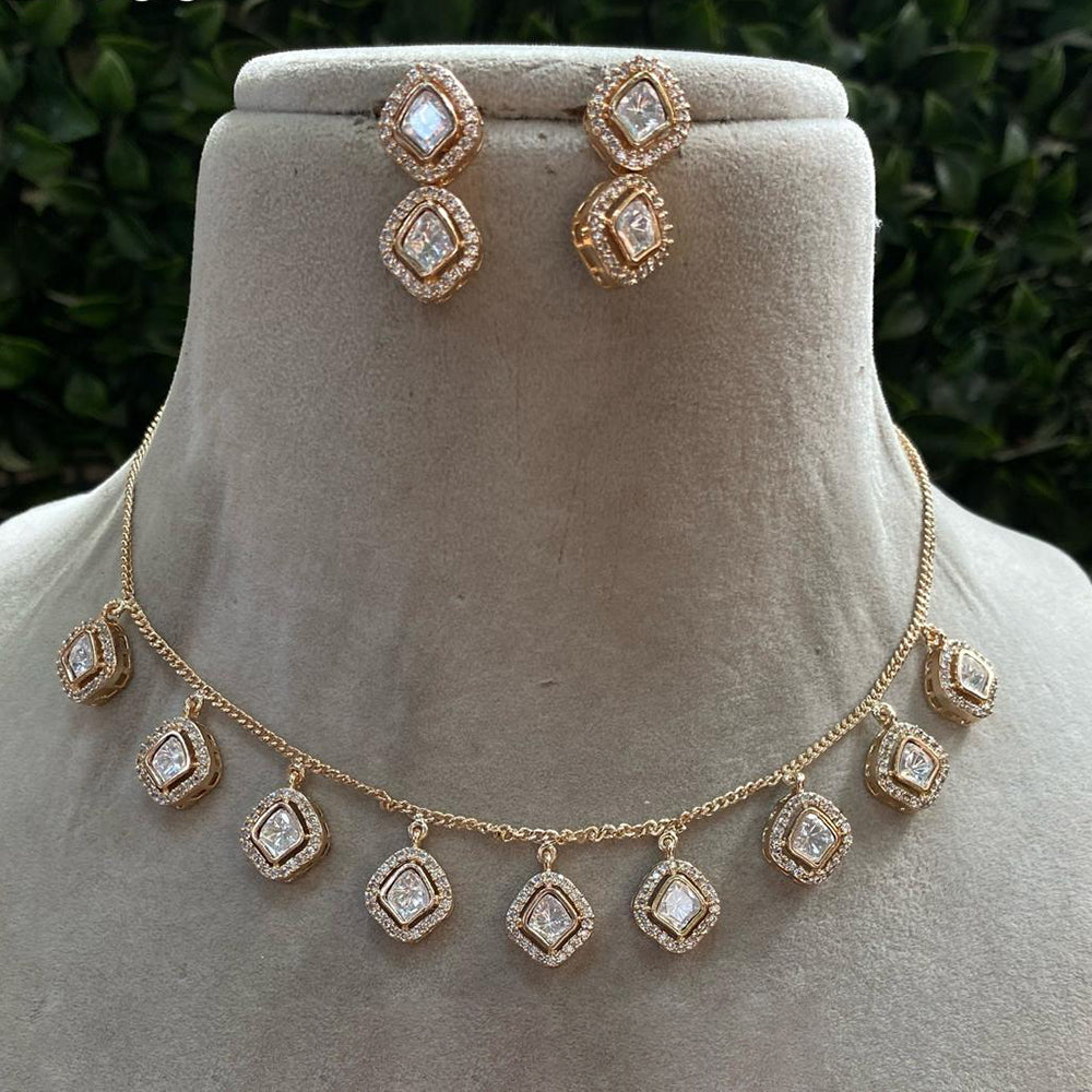 Royal Kundan Jewellery Gold Plated Polki Kundan Stone Necklace Set
