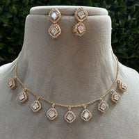 Royal Kundan Jewellery Gold Plated Polki Kundan Stone Necklace Set