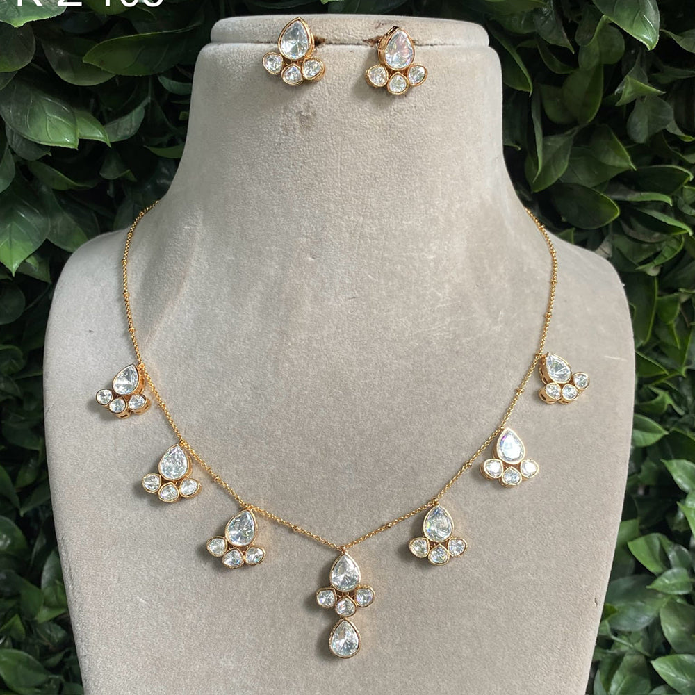 Royal Kundan Jewellery Gold Plated Polki Kundan Stone And Pearl Choker Necklace Set