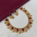 Royal Kundan Jewellery Dark Pink with Gold Plating & Sparkling Crystal Traditional Indian Jewelry