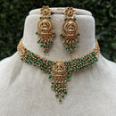 Royal Kundan Jewellery Gold Plated Temple Necklace Set with Pota Stones & Pearls