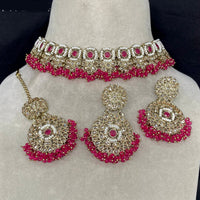 Royal Kundan Jewellery  Gold Plated Choker Necklace Set with Crystal & Pearls A Perfect Blend of Tradition