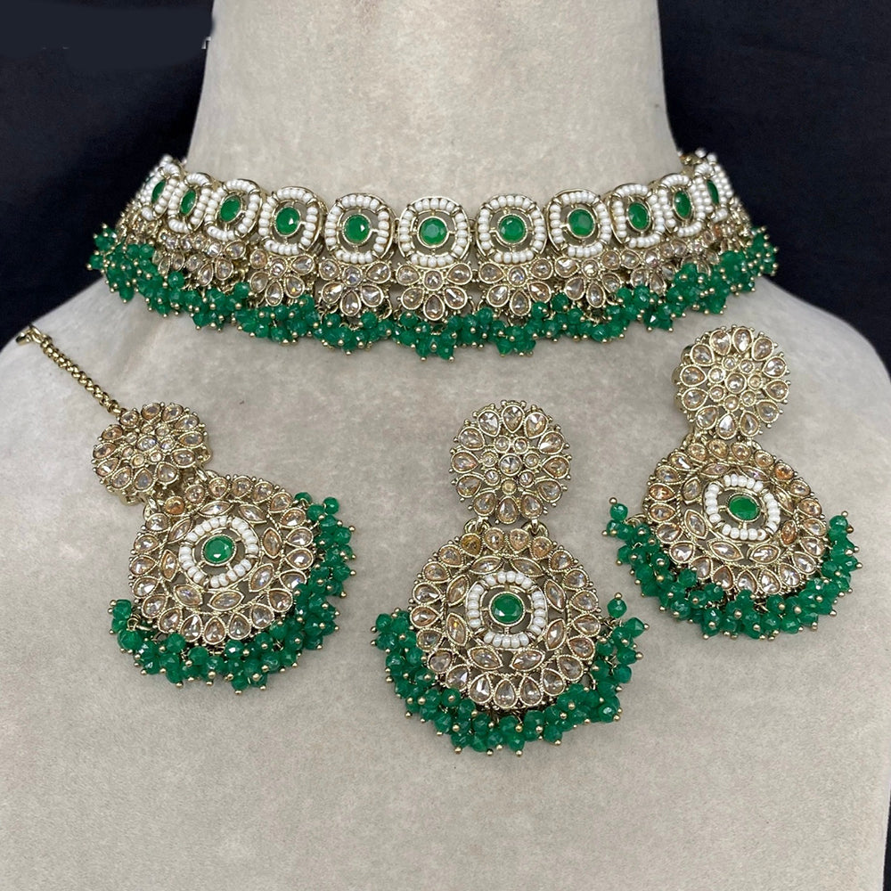 Royal Kundan Jewellery  Gold Plated Choker Necklace Set with Crystal & Pearls A Perfect Blend of Tradition