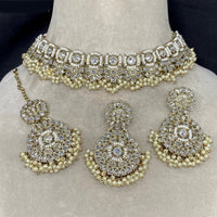 Royal Kundan Jewellery  Gold Plated Choker Necklace Set with Crystal & Pearls A Perfect Blend of Tradition