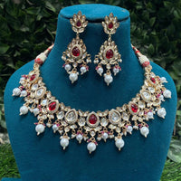 Royal Kundan Jewellery Gold Plated Finish Designer Polki Kundan And Beads Necklace Set