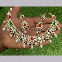 Royal Kundan Jewellery Gold Plated Finish Designer Polki Kundan And Beads Necklace Set
