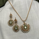 Royal Kundan Jewellery Charming Gold Plated Polki Kundan Pendant  Set