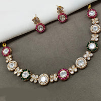 Royal Kundan Jewellery Elegant Gold Plated Polki Kundan Necklace Set