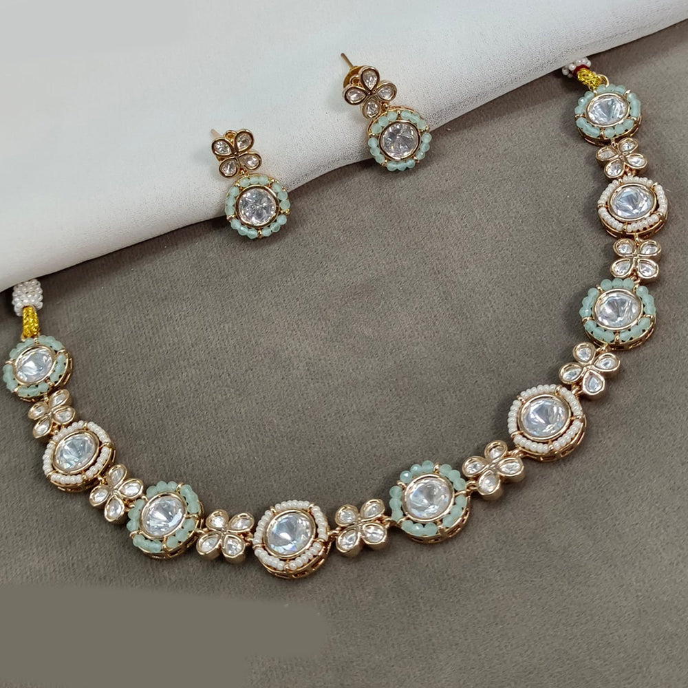 Royal Kundan Jewellery Elegant Gold Plated Polki Kundan Necklace Set