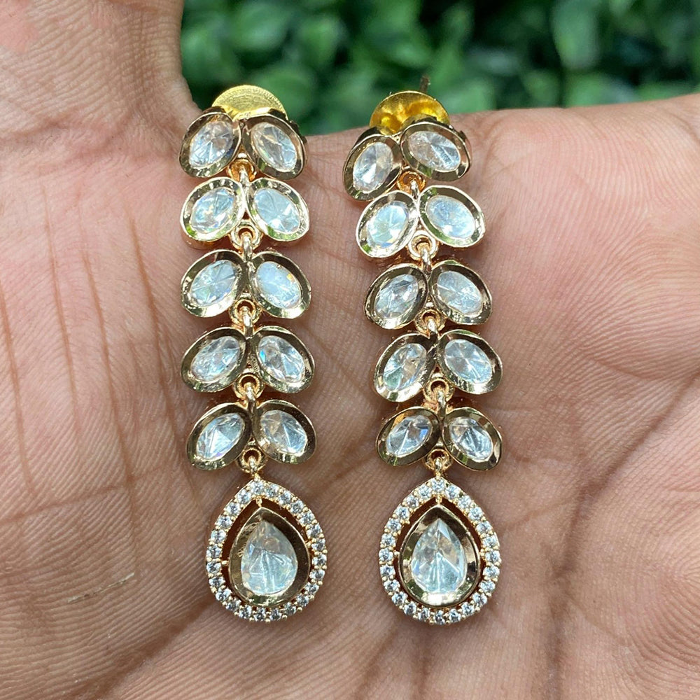 Royal Kundan Jewellery Classic Polki Kundan Hanging Earrings
