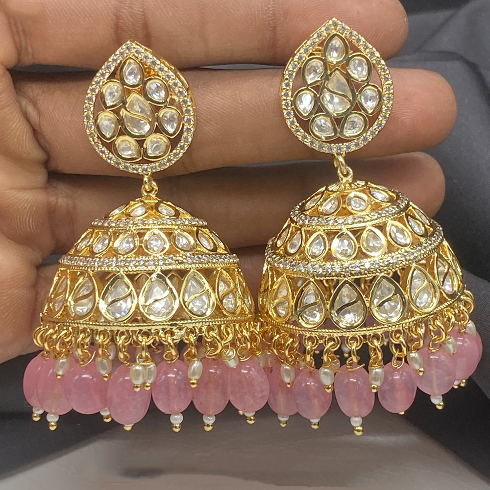 Royal Kundan Jewellery Heritage Polki Kundan Stone Beaded Jhumki Earrings