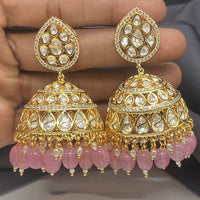 Royal Kundan Jewellery Heritage Polki Kundan Stone Beaded Jhumki Earrings