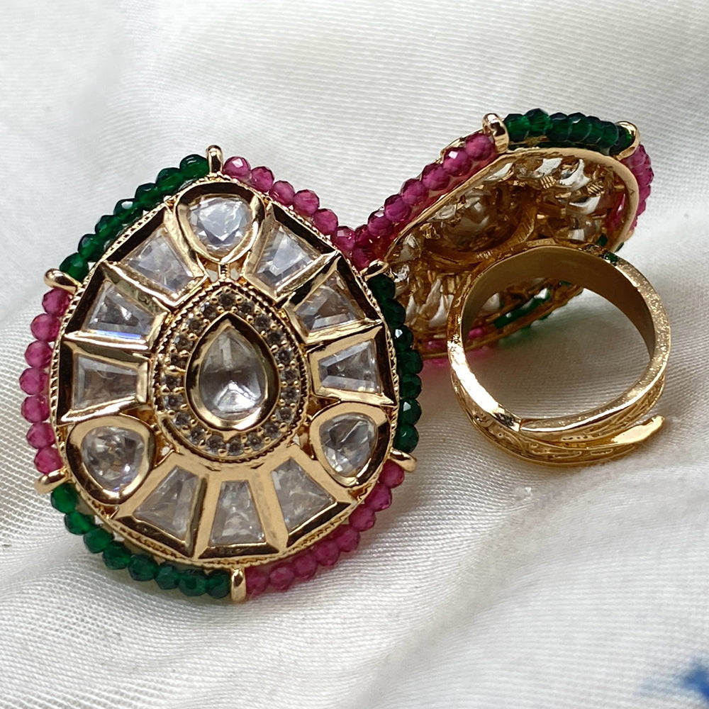 Royal Kundan Jewellery Polki Kundan Stone And Pearl Finger Ring