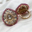 Royal Kundan Jewellery Polki Kundan Stone And Pearl Finger Ring