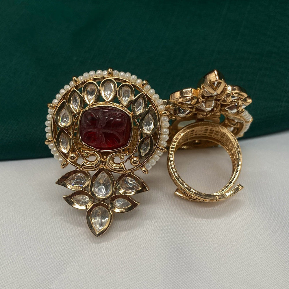 Royal Kundan Jewellery Polki Kundan Stone And Pearl Finger Ring