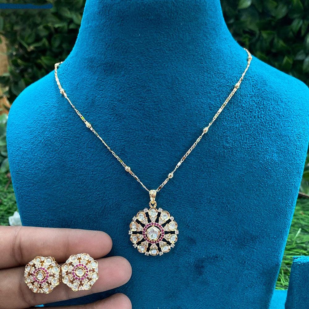 Royal Kundan Jewellery Classic Polki Kundan Stone Pendant Set