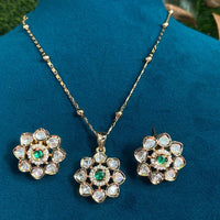 Royal Kundan Jewellery Classic Polki Kundan Stone Pendant Set