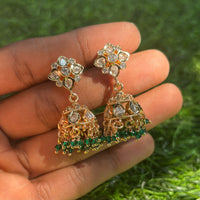 Royal Kundan Jewellery Premium Polki Kundan Stone And Pearl Jhumki Earrings 