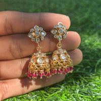 Royal Kundan Jewellery Premium Polki Kundan Stone And Pearl Jhumki Earrings
