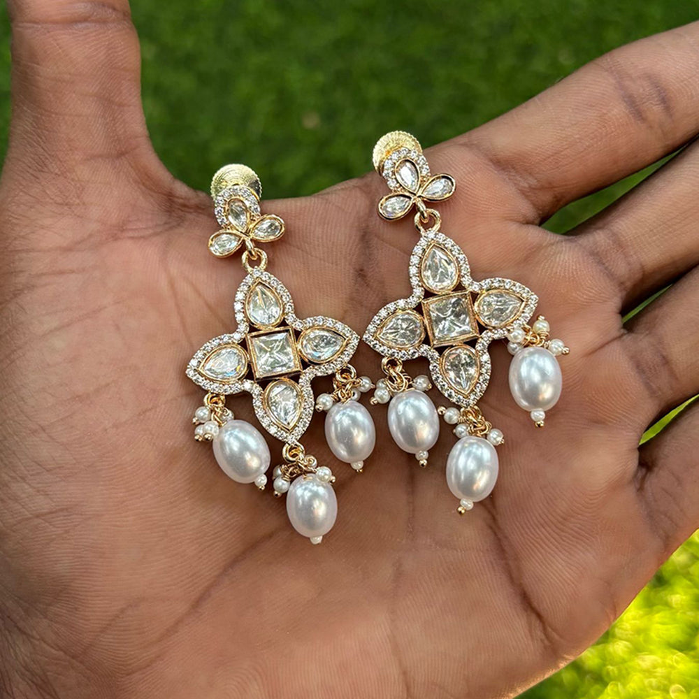 Royal Kundan Jewellery Classic Polki Kundan And Pearl Hanging Earrings