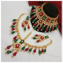 Royal Kundan Jewellery Premium Kundan Stone Beaded Necklace Set With Maangtikka