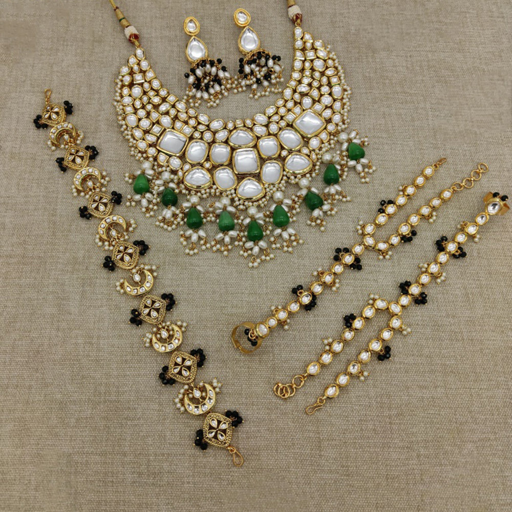 Royal Kundan Jewellery Classic Kundan Stone Pearl Combo Set