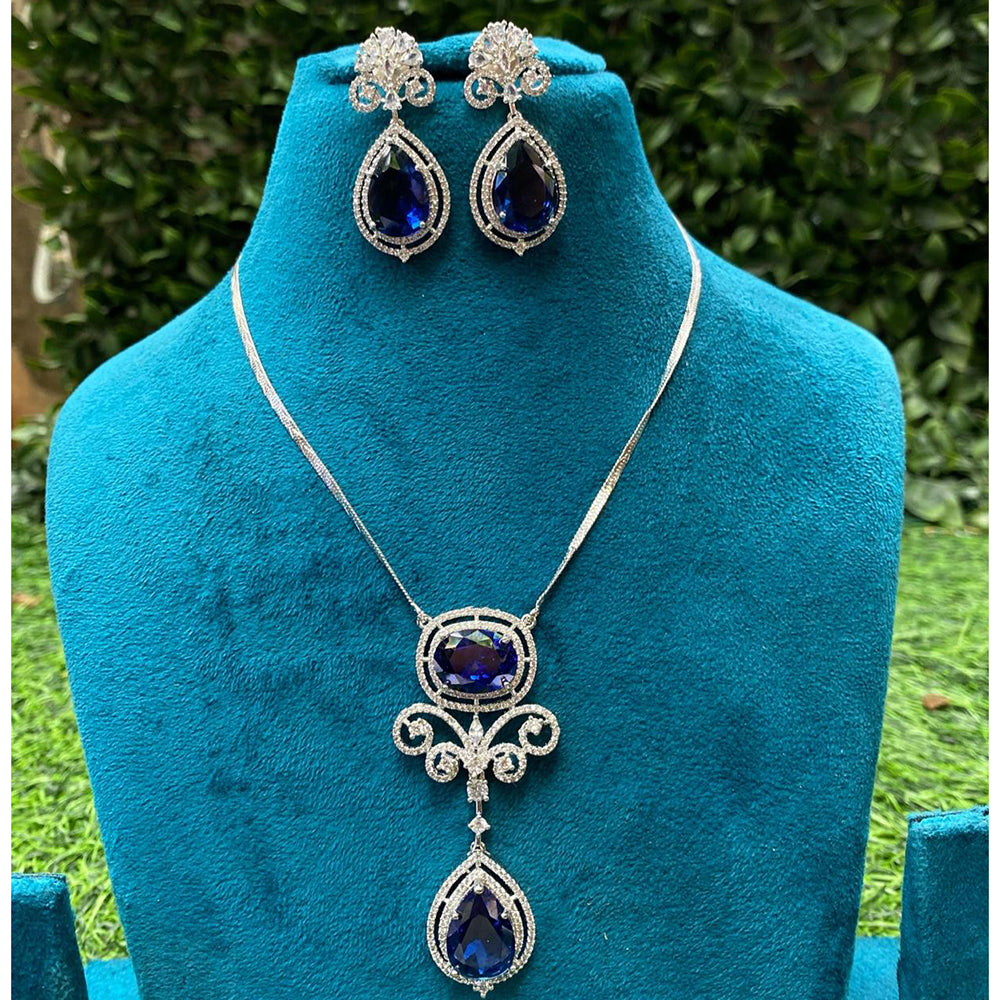 Royal Kundan Jewellery Sparkling American Diamond Necklace set