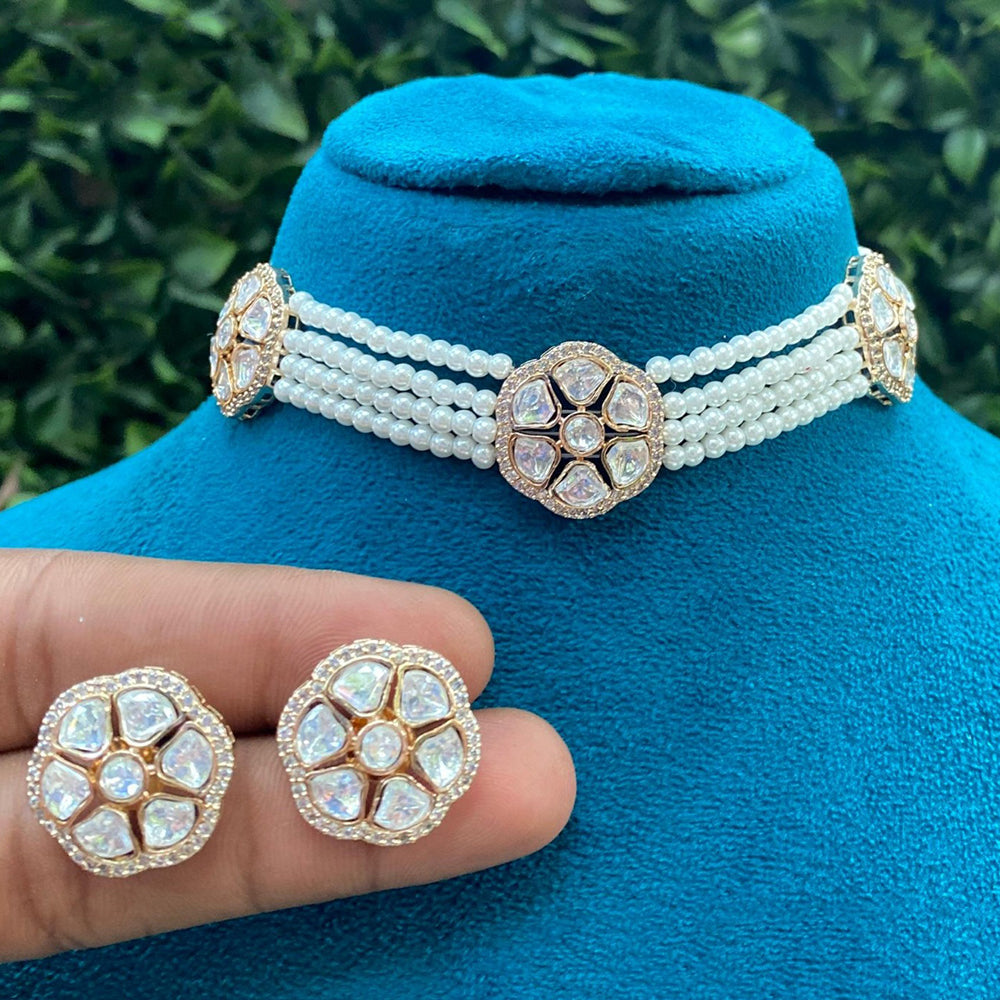 Royal Kundan Jewellery Polki Kundan And Pearl Choker Necklace Set