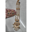 Royal Kundan Jewellery Pota Stone And Pearl Designer Long Necklace Set
