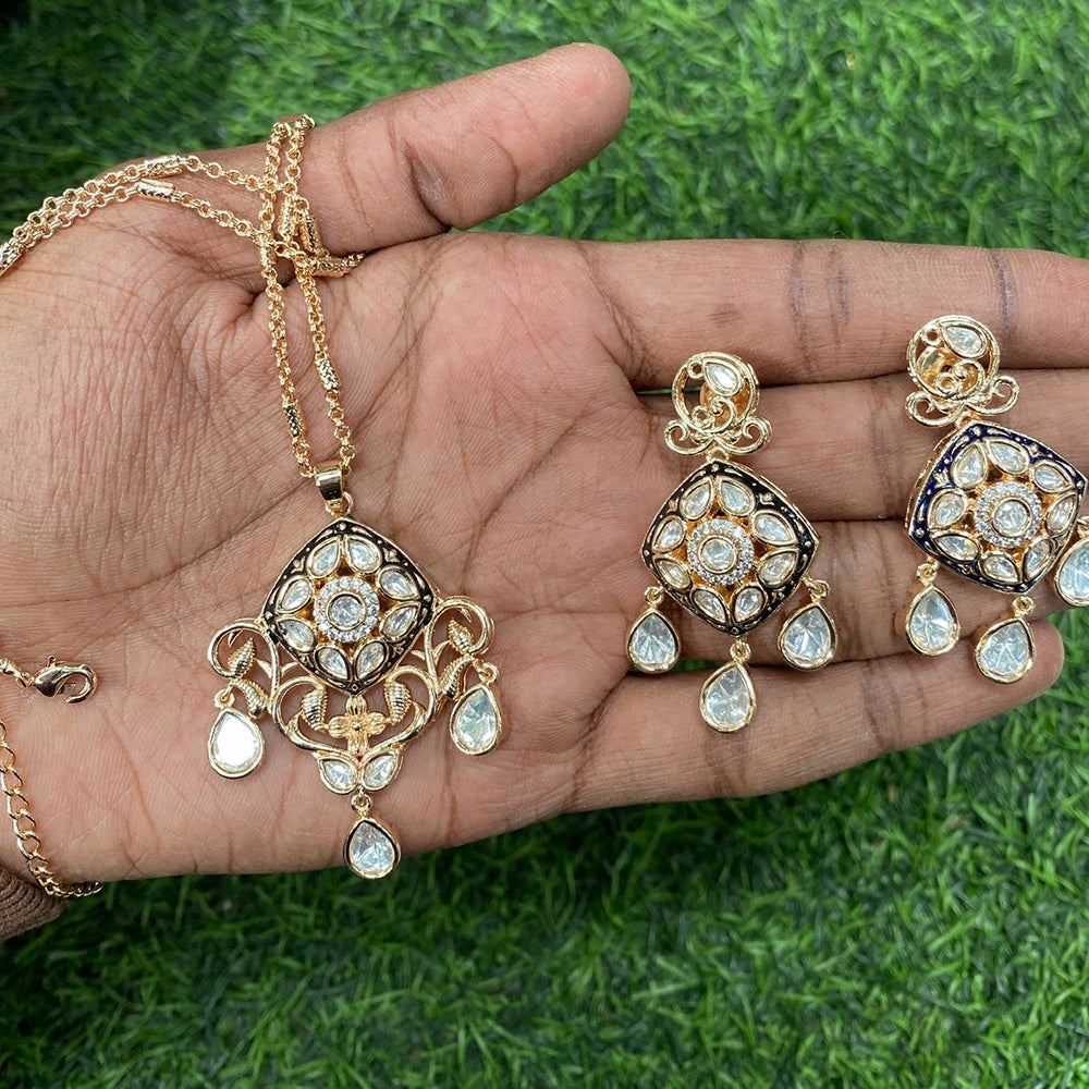 Royal Kundan Jewellery Classic Polki Kundan Stone Pendant Set