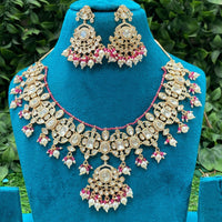 Royal Kundan Jewellery Nawabi Charm Polki Kundan Stone And Pearl Necklace Set