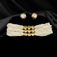 Royal Kundan Jewellery Kundan Stone And Pearl Multi Strand Choker Necklace Set