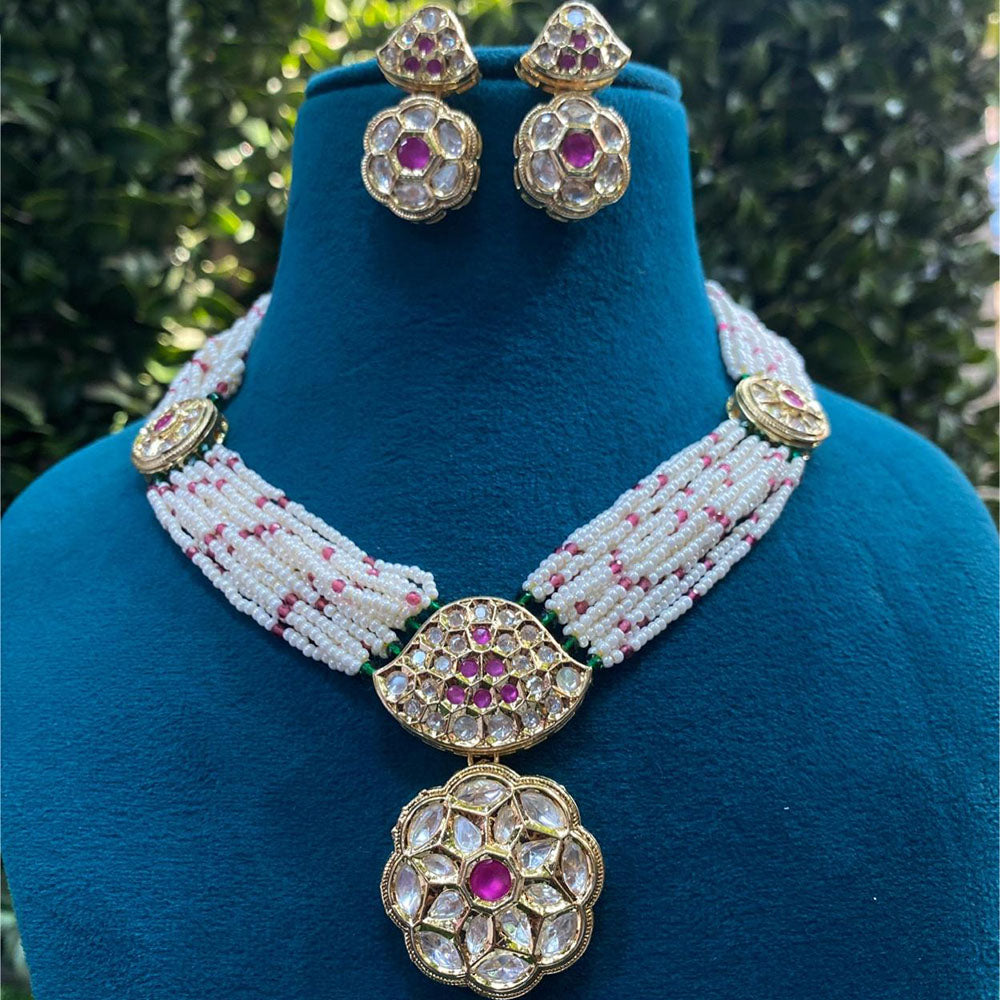 Royal Kundan Jewellery Designer Polki Kundan And Pearl Necklace Set