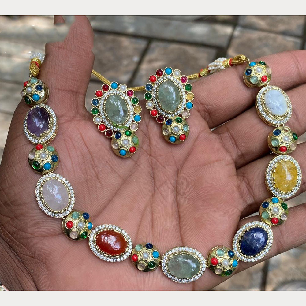 Royal Kundan Jewellery Heritage Style Pota Stone Statement Necklace Set