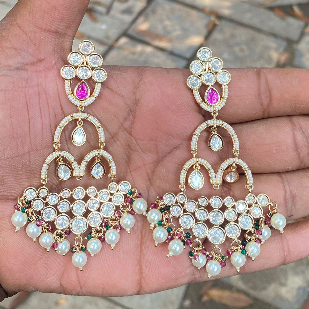 Royal Kundan Jewellery Royal Look Polki Kundan Stone And Pearl Dangler Earrings