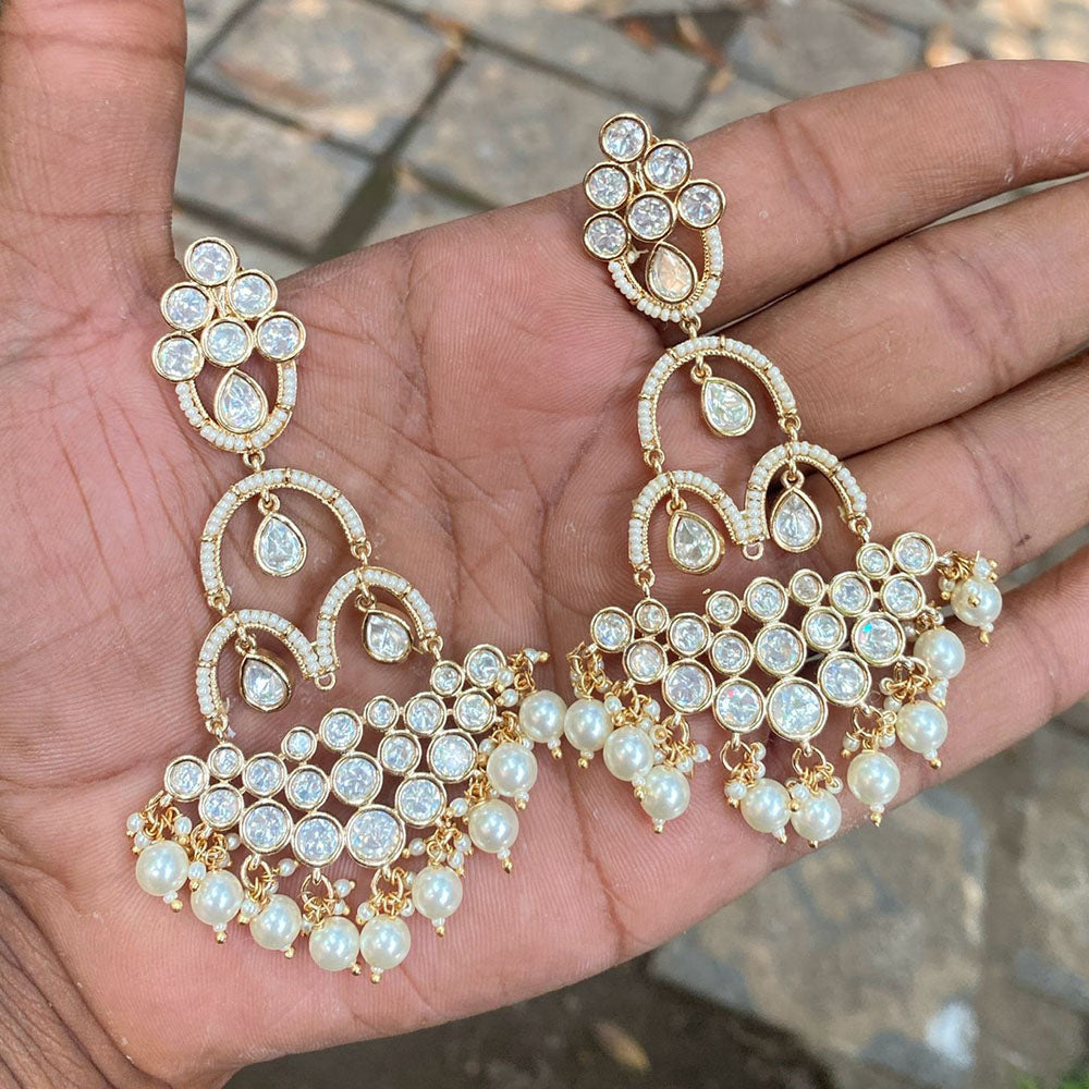 Royal Kundan Jewellery Royal Look Polki Kundan Stone And Pearl Dangler Earrings