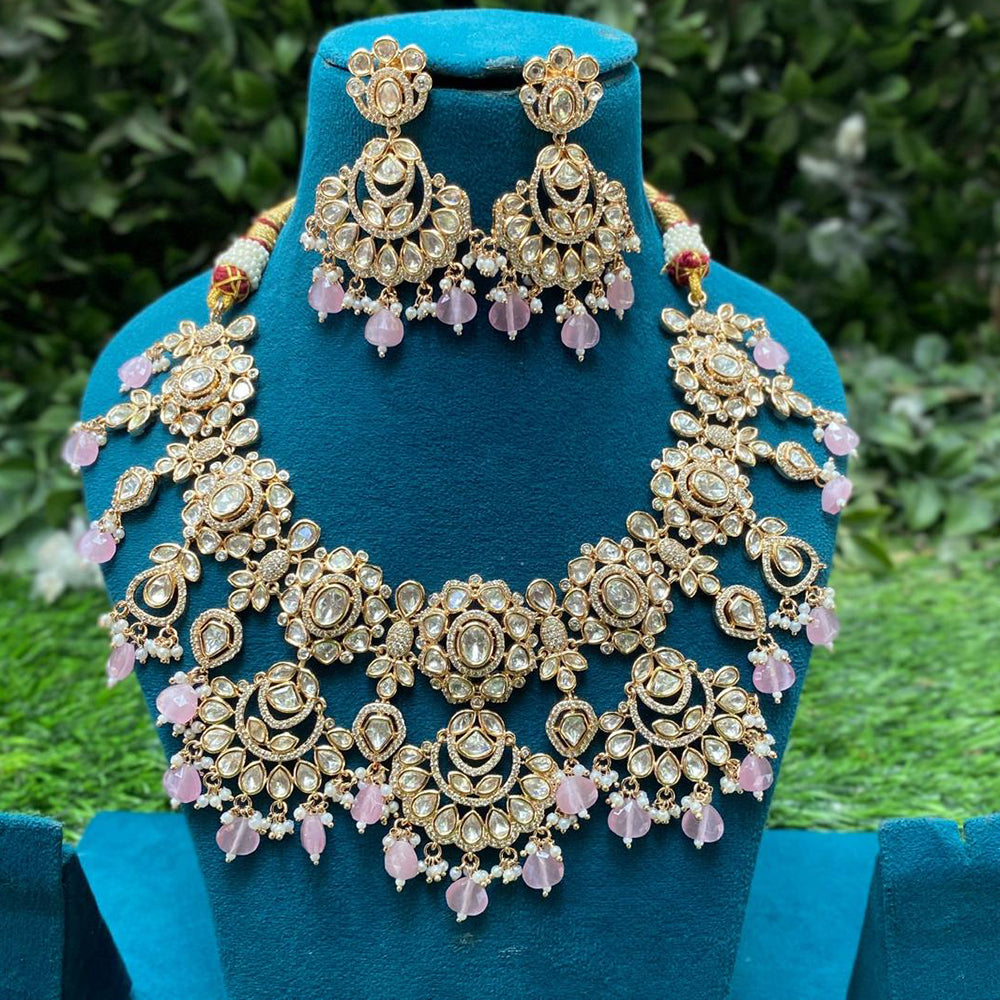 Royal Kundan Jewellery Polki Kundan Stone Pearl And Beads Designer Necklace Set